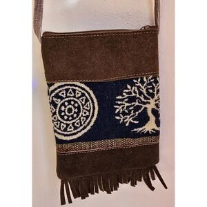 NWT Canvas & Suede Crossbody Fair Trade  Purse Tree of Life, Mandala With...